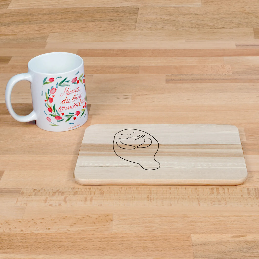 Küchenbrett Seekuh Happy Küchenbrett, Frühstücksbrettchen, Schneidebrett, Frühstücksbrett, Schneidebrett Holz, Holzbrett, Meerestiere, Meer, Urlaub, Achtsamkeit, Respekt, Freundin, Neuanfang, Seekuh, Zufrieden, Liebeskummer, Seekühe, Neustart, Selbstliebe