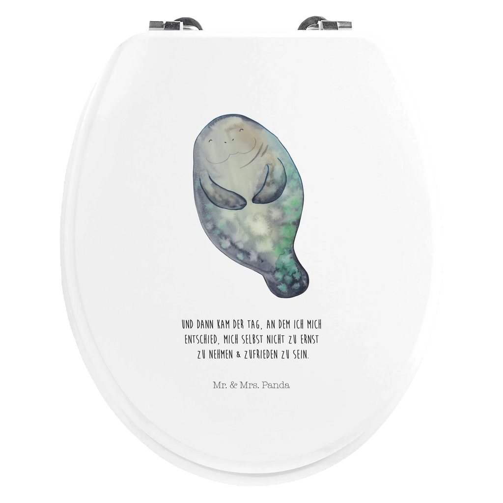 Motiv WC Sitz Seekuh happy WC-Sitz, Toilettendeckel, Klobrille, Klodeckel, Toilette, Meerestiere, Meer, Urlaub, Freundin, Neuanfang, Seekuh, Zufrieden, Neustart, Achtsamkeit, Selbstliebe, Seekühe, Respekt, Liebeskummer