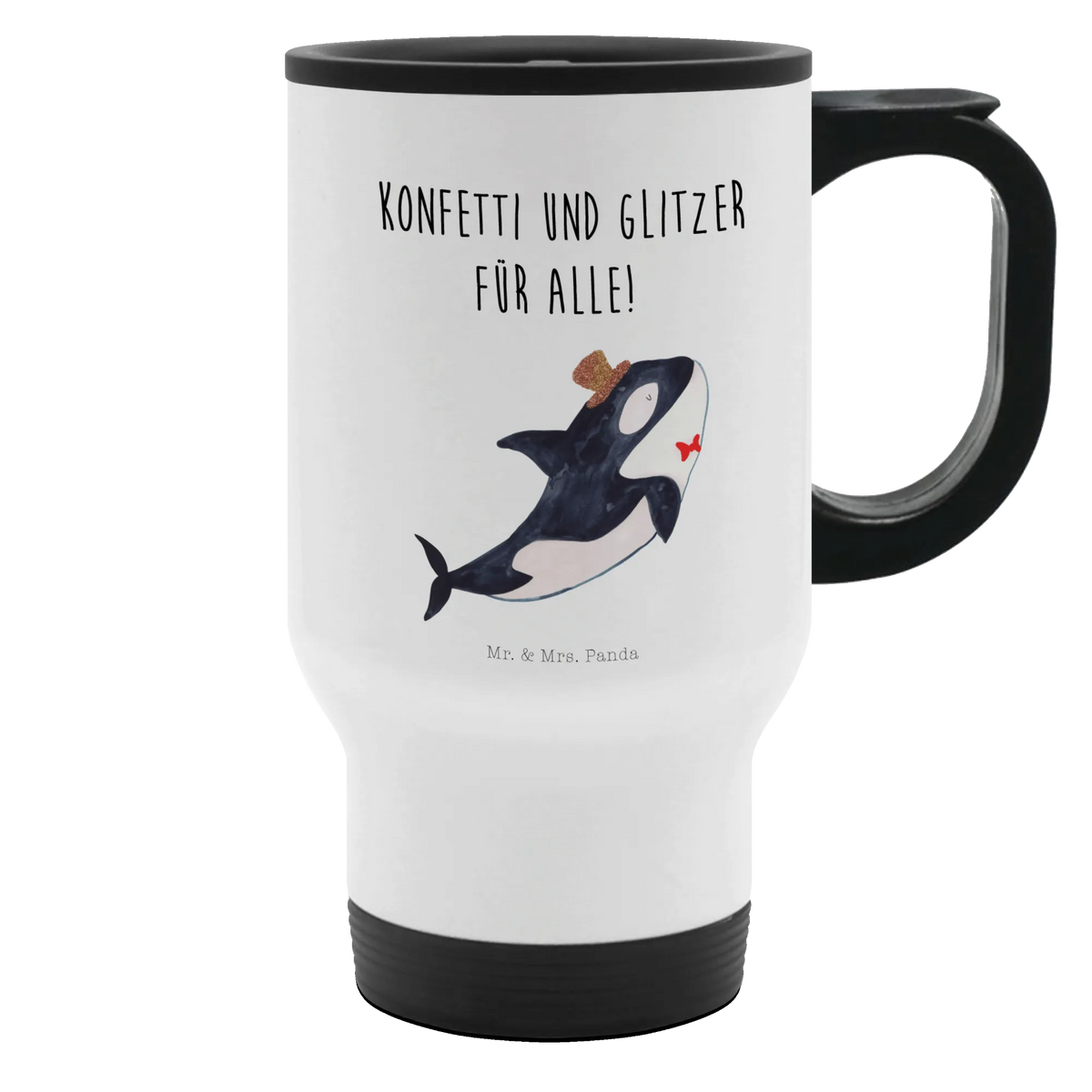 Insulated mug orca cylinder travel coffee mug, travel mug, Insulated mug, Thermo mug, To Go mug, Thermo cup, Coffee mug, Seafood, aquatic animals, ocean, sea, fish, shells, corals, reef, whale, narwhal, sea urchin, lobster, platypus, turtle, manatee, crocodile, orca, shrimp, gifts for seafood lovers, water world, underwater animals, underwater world, vacation, deep sea, seafood fans, gift ideas, seafood decoration, seafood posters, congratulations, celebration, confetti, glitter, party, birthday, feast