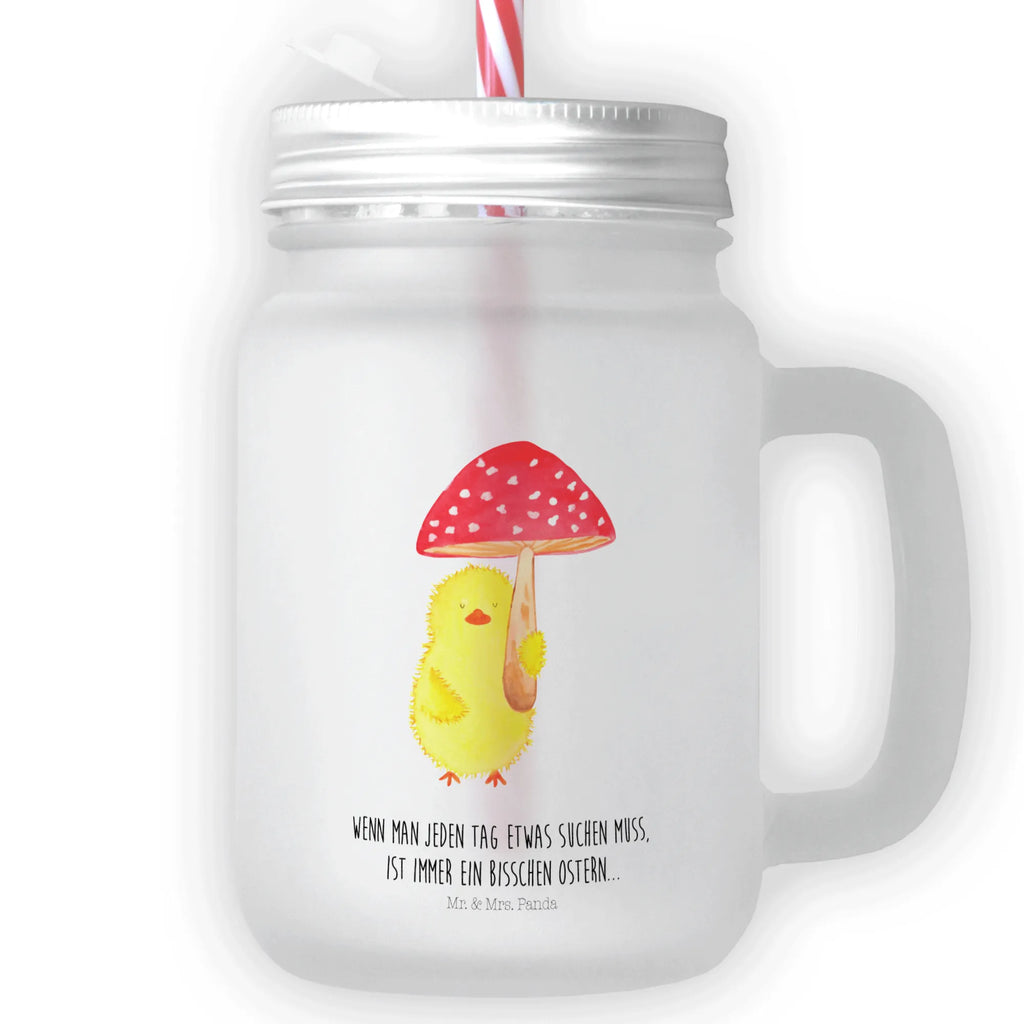 Mason jar drinking glass chick toadstool cocktail glass, summer glass, handle glass, drinking glass, Mason Jar, preserving glass, glass, Easter, Easter bunny, Happy Easter, Lucky, Toadstool, Chicks, Easter greetings