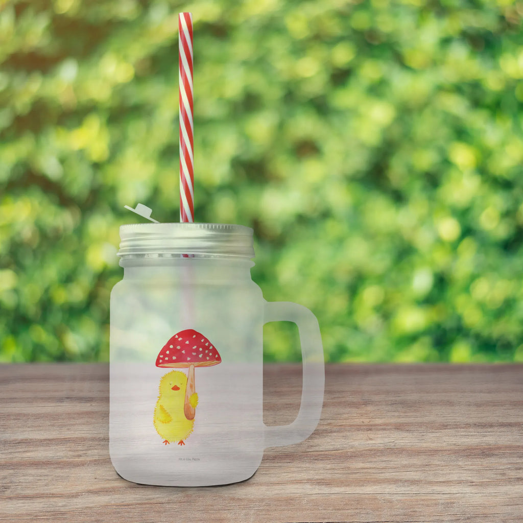 Mason jar drinking glass chick toadstool cocktail glass, summer glass, handle glass, drinking glass, Mason Jar, preserving glass, glass, Easter, Easter bunny, Happy Easter, Lucky, Toadstool, Chicks, Easter greetings