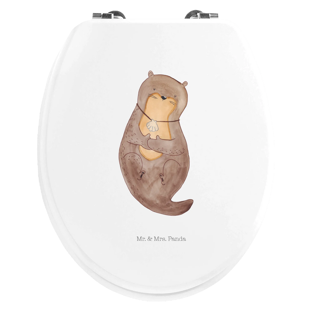 Motiv WC Sitz Otter Muschel Toilettendeckel, Toilette, Klodeckel, WC-Sitz, Klobrille, Otter, Fischotter, Seeotter, Büro, Otterliebe, Motivation, träumen, grübeln, Tagträumen