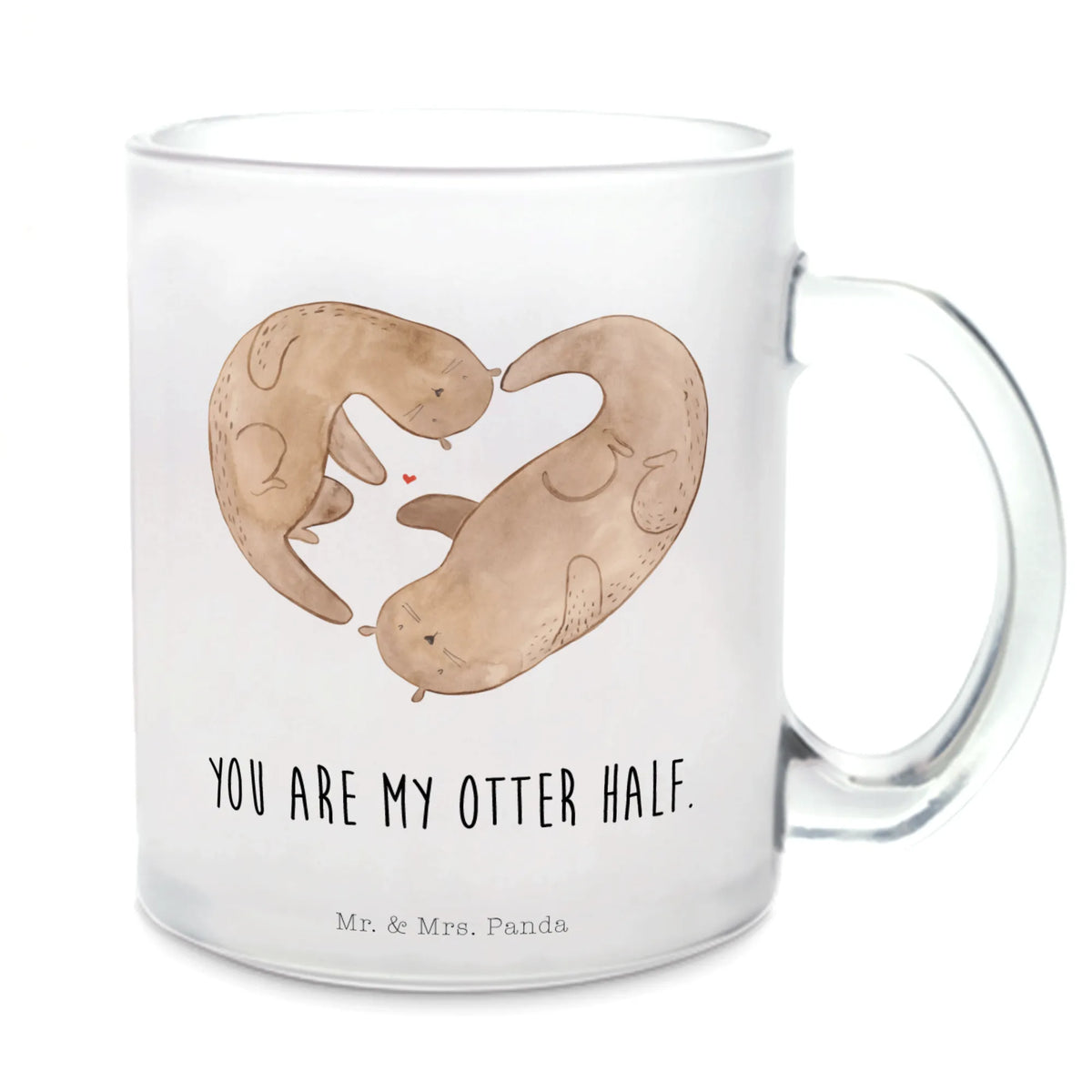 Teetasse Otter Herz Teetasse aus Glas, Teeglas, Haferl, Teetasse, Häferl, Glasbecher, Henkelbecher, Kakaotasse, Glas Teebecher, Motivtasse, Pott, getränkebecher, Tee Tasse, Teetasse Glas, glastasse, getränkeglas, Trinkglas, Henkeltasse, Otter, Fischotter, Seeotter, Hochzeitstag, Gemeinsames Leben, Liebesbeweis, Jahrestag, Herz, Love You, Liebesgeschenk, Liebe, Bessere Hälfte, Verlobung