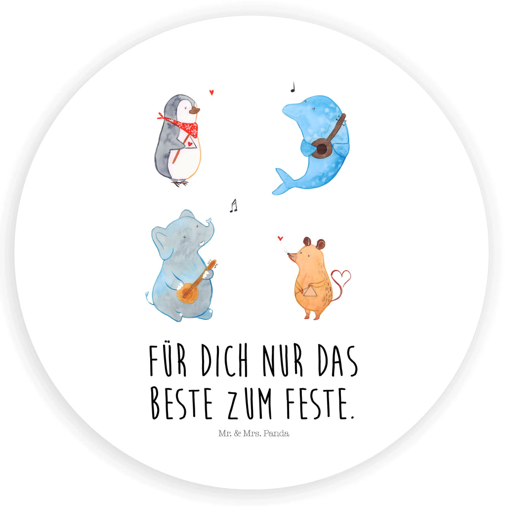 Rund Aufkleber Big Band Etikett, Aufkleber, Sticker, Tiermotive, Lustige Sprüche, Tiere, Gute Laune, Maus, Pinguin, Delfin, Band, Musikanten, Musik, Gitarre, Elefant, Hund, Triangel