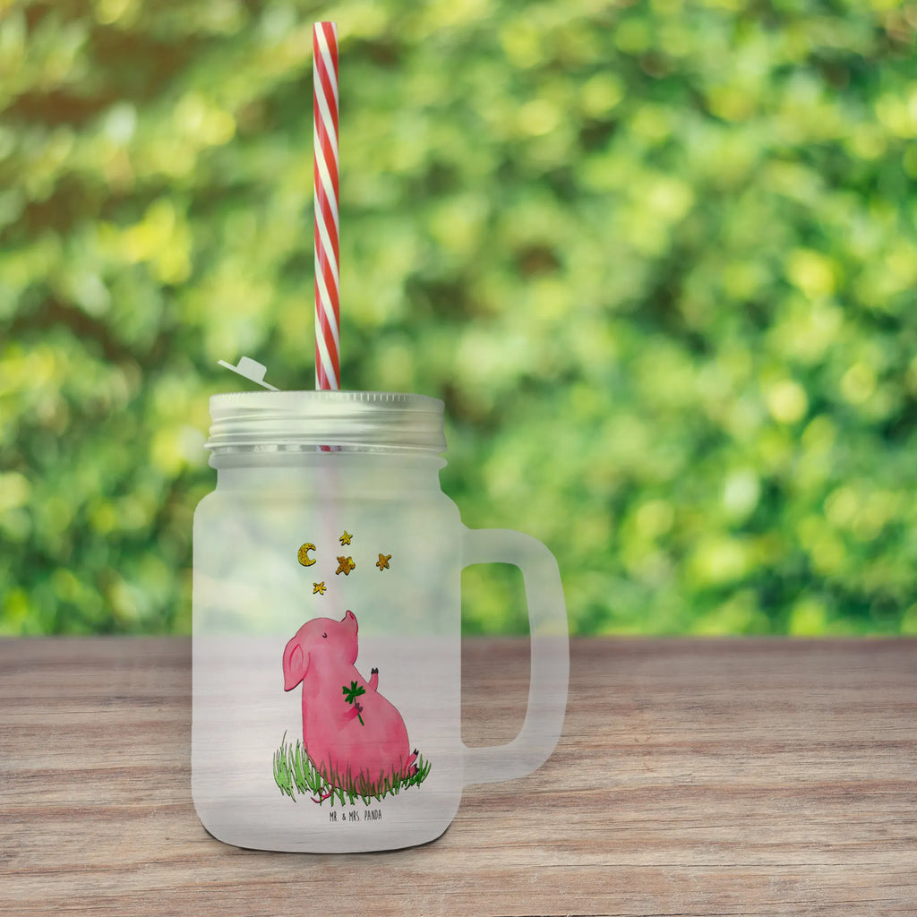 Mason jar drinking glass Pig Luck preserving glass, drinking glass, cocktail glass, Mason Jar, summer glass, glass, handle glass, small animals, cute, funny, cute animal motives, hand drawn, small world, funny sayings, good mood, happy, gifts, gift ideas, special gifts, animal lover, card, motivation, stars, pig, lucky charm, dreams, Lucky bastard. Luck, goals, piglet, asterisks