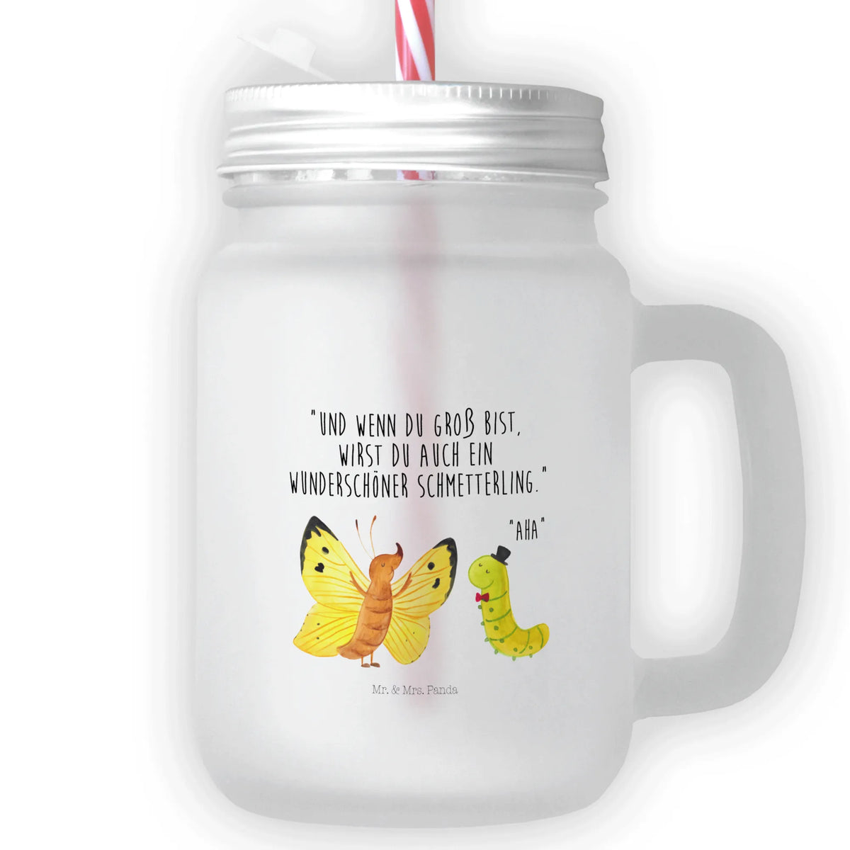 Szklanka Mason Jar gąsienica motyl
