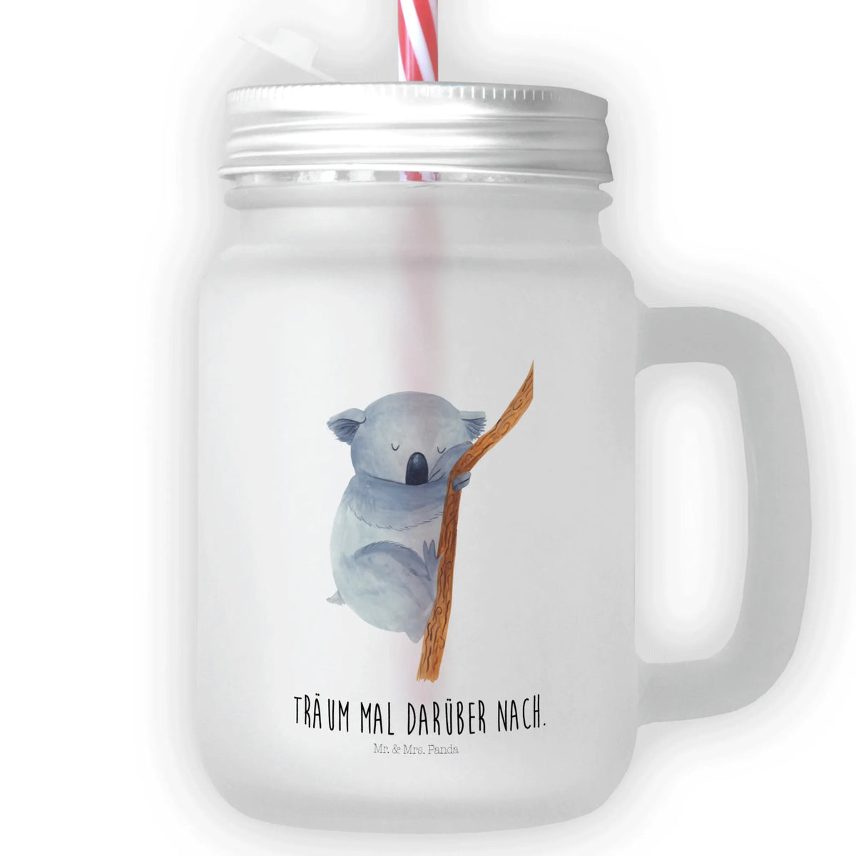 Mason jar drinking glass koala handle glass, cocktail glass, drinking glass, glass, preserving glass, Mason Jar, summer glass, small animals, cute, funny, cute animal motives, hand drawn, small world, funny sayings, good mood, happy, gifts, gift ideas, special gifts, animal lover, card, dream, koala bear, bedroom, sleeping, bear, Koala, dreamland