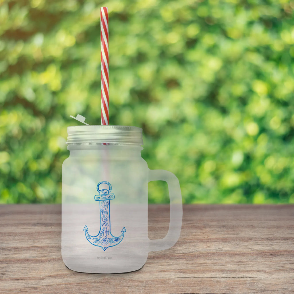 Mason jar drinking glass anchor Blue summer glass, handle glass, glass, cocktail glass, Mason Jar, preserving glass, drinking glass, small animals, cute, funny, cute animal motives, hand drawn, small world, funny sayings, good mood, happy, gifts, gift ideas, special gifts, animal lover, card