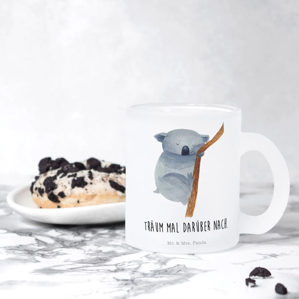 Filiżanka do herbaty Koala Glasbecher, Teetasse, Teetasse aus Glas, Teetasse Glas, tasse glas, Tasse Für Tee, Tasse, getränkeglas, Große Teetasse, Glas Teebecher, glastasse, Teeglas, Becher, Teegläser, Tee Tasse, becher glas, Trinkglas, becher für tee, Lustige Sprüche, Tiere, Tiermotive, Gute Laune, Schlafzimmer, Traum, Koalabär, Bär, Koala, Traumland, Träumen, schlafen