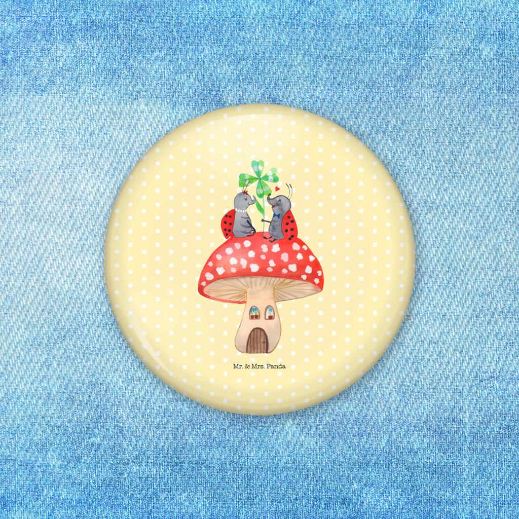 Button ladybug toadstool 50mm Button, Button, Pin, Lapel Pin, small animals, cute, funny, cute animal motives, hand drawn, small world, funny sayings, good mood, happy, gifts, gift ideas, special gifts, animal lover, card, house, at home, toadstool, flat, ladybird, house of fleshy fungi