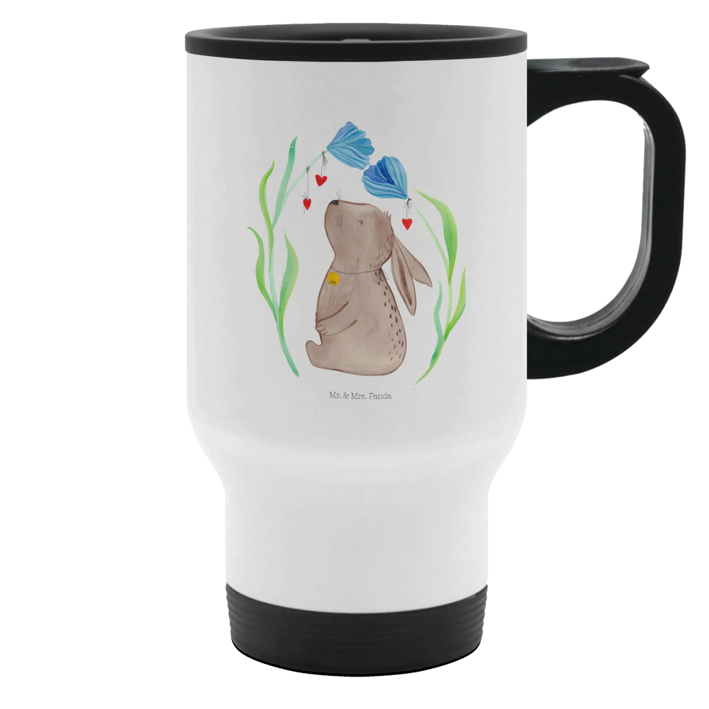 Insulated mug Hare flower travel coffee mug, travel mug, Thermo cup, To Go mug, Coffee mug, Thermo mug, Insulated mug, Easter, Easter bunny, child, birth, christening gift, Bunny, rabbit, child's birthday, dreams, pregnancy, hope, baptism, first child, birthday
