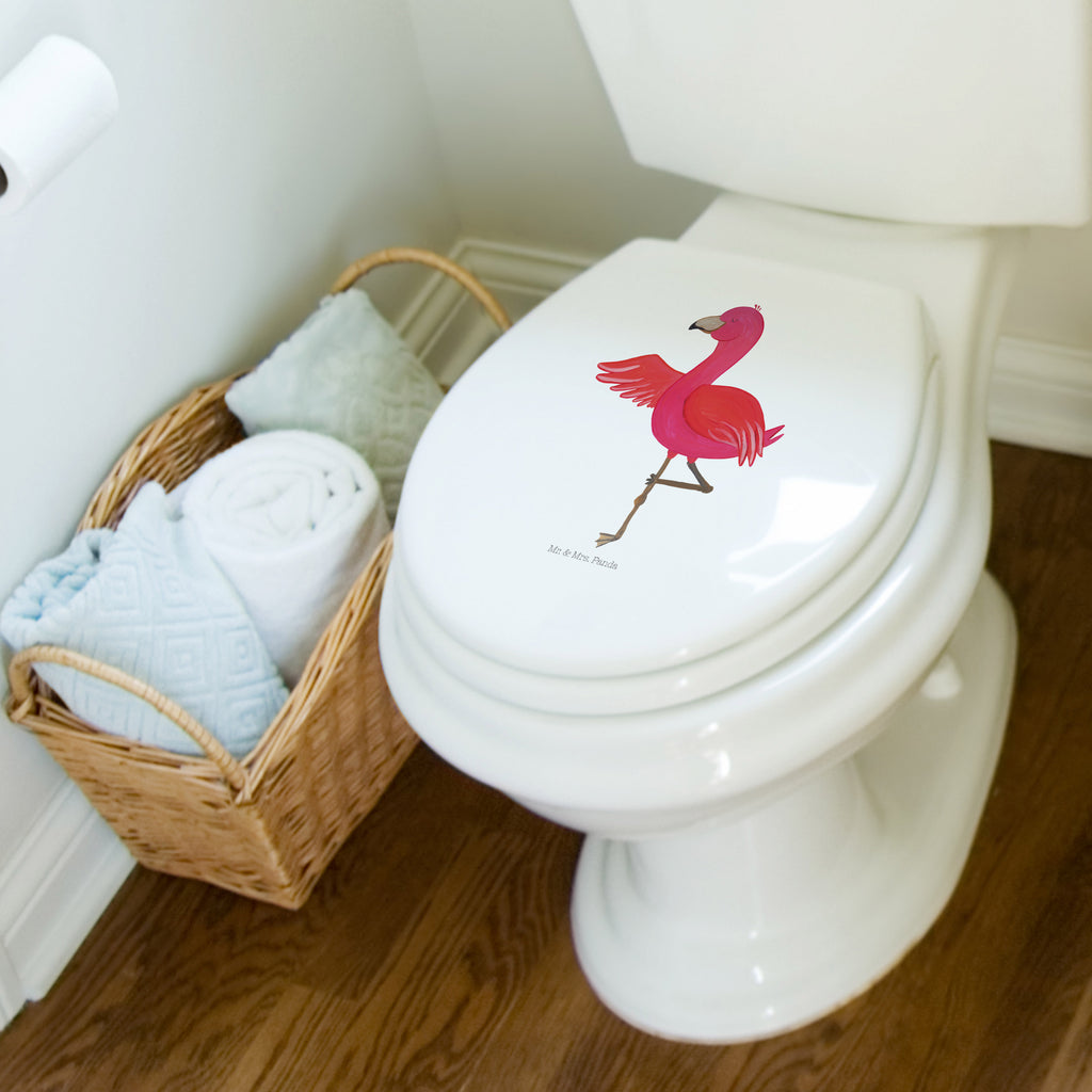 Motiv WC Sitz Flamingo Yoga Klobrille, Toilette, WC-Sitz, Klodeckel, Toilettendeckel, Flamingo, Ärger, Entspannung, Namaste, Vogel, Aufregen, Yoga-Übung, Yoga, Tiefenentspannung, Achtsamkeit