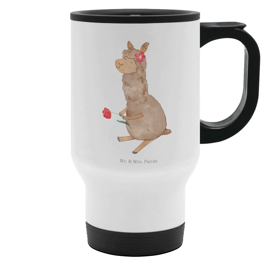 Insulated mug alpaca flower travel coffee mug, travel mug, Thermo cup, Thermo mug, To Go mug, Insulated mug, Coffee mug, alpaca, llama, pako, camel, Peru, animal, favourite animal, llamas, Alpaca, flower