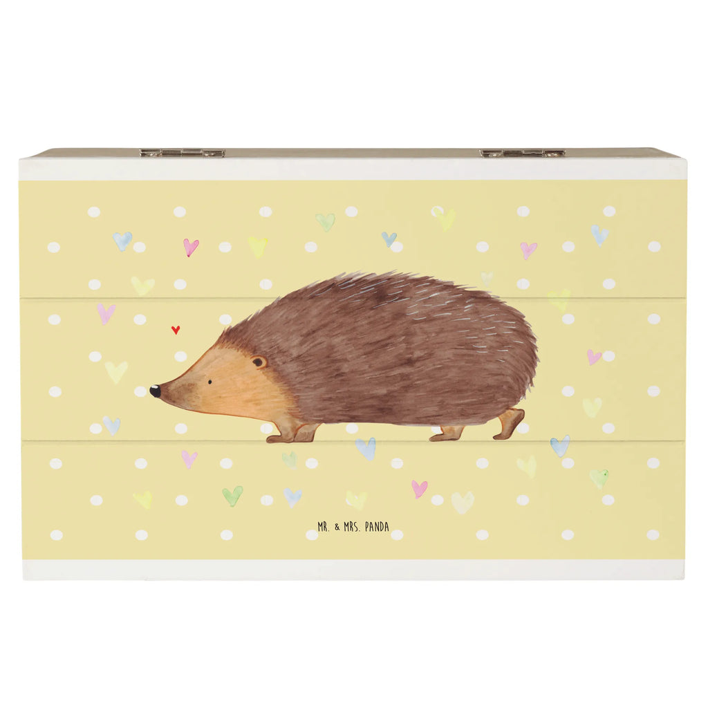 Holzkiste Igel Herzen Dekokiste, Holzkiste, Erinnerungsbox, Aufbewahrungsbox, Schatulle, Kiste, Schatzkiste, Geschenkbox, Geschenkdose, XXL, Erinnerungskiste, Truhe, Tiermotive, Gute Laune, lustige Sprüche, Tiere, Igel, Liebe, Kuss, Herz, Leben, Vertrauen, Herzen