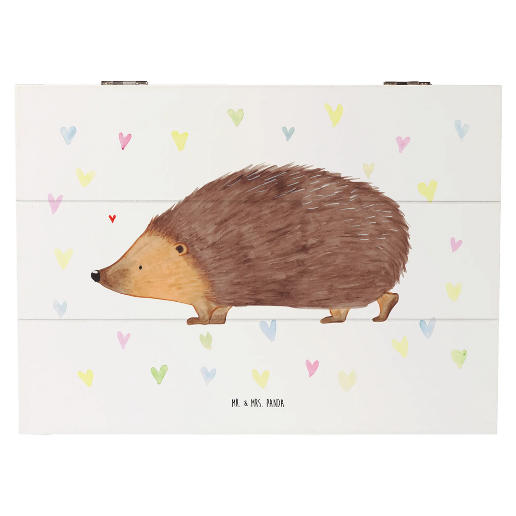 Holzkiste Igel Herzen Dekokiste, Holzkiste, Erinnerungsbox, Aufbewahrungsbox, Schatulle, Kiste, Schatzkiste, Geschenkbox, Geschenkdose, XXL, Erinnerungskiste, Truhe, Tiermotive, Gute Laune, lustige Sprüche, Tiere, Igel, Liebe, Kuss, Herz, Leben, Vertrauen, Herzen