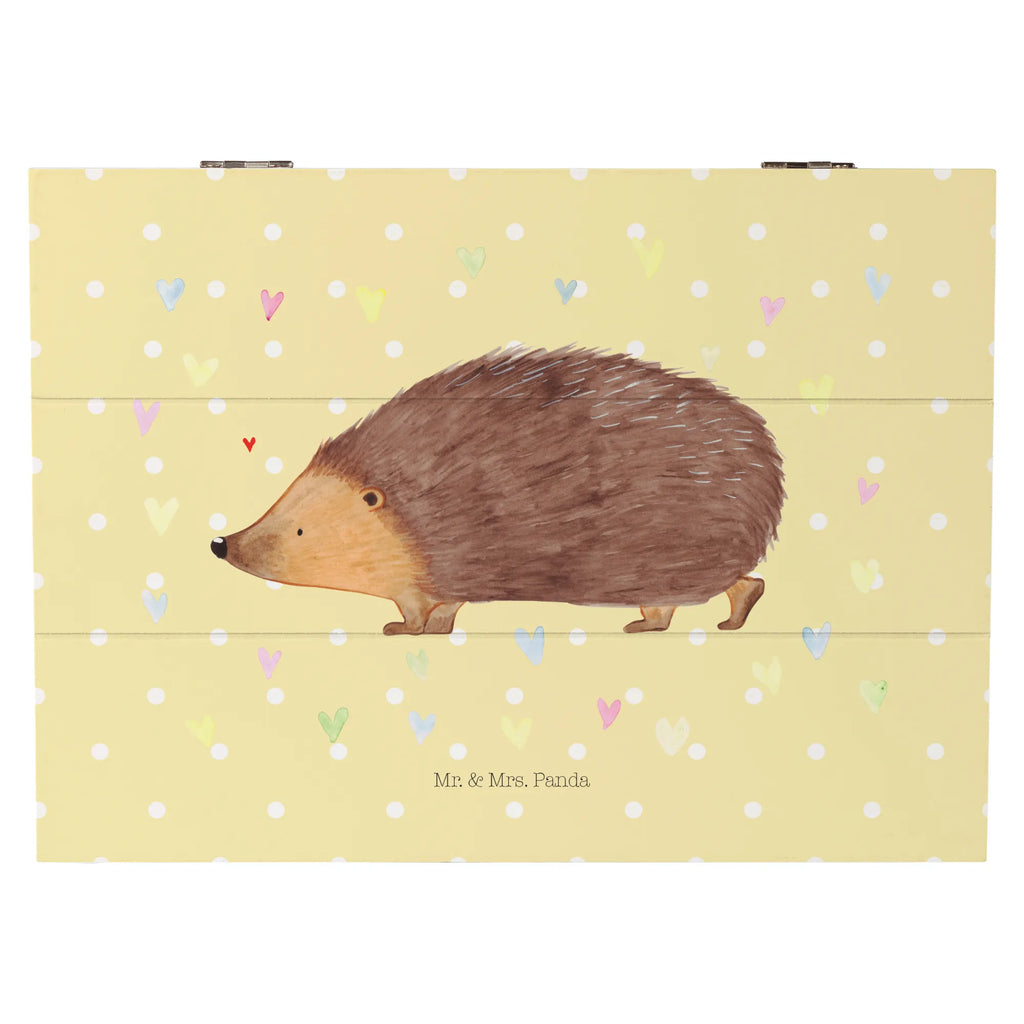 Holzkiste Igel Herzen Dekokiste, Holzkiste, Erinnerungsbox, Aufbewahrungsbox, Schatulle, Kiste, Schatzkiste, Geschenkbox, Geschenkdose, XXL, Erinnerungskiste, Truhe, Tiermotive, Gute Laune, lustige Sprüche, Tiere, Igel, Liebe, Kuss, Herz, Leben, Vertrauen, Herzen