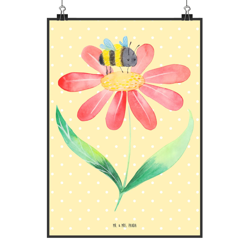 Poster bumblebee flower Posterdruck, Bild, Wandposter, Kinderposter, Kunstdruck, Wanddeko Bild, Wanddekoration, Mr. & Mrs. Panda Poster, Raumdekoration, Designposter, Handgemaltes Poster, Poster, Küchenposter, Wanddeko, Tiermotive, Gute Laune, lustige Sprüche, Tiere, Blume, Flauschig, Hummeln, Feld, Natur, Hummel, Biene, Wespe