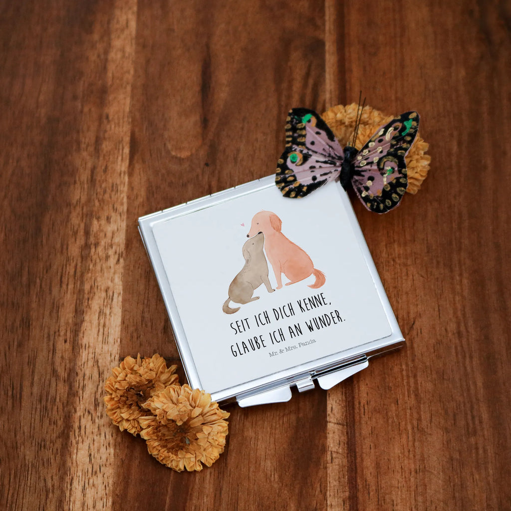 Handbag mirror dogs Love silver, square, mirror, make up, handbag, make-up mirror, dog, mutt, hound, woof, dog mama, dog breed, love dogs, love for dogs, dog decorative items, bag with dog print, funny gifts for dog owners, what do you give a dog lover, Christmas gifts for dogs, gifts for dogs, dog sayings, trust, kiss, Love, cuddle, dog. Dog, heart