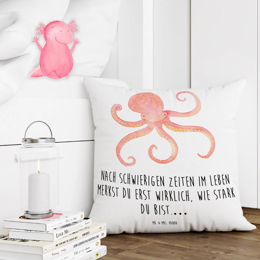 Cushion Squid 40 x 40, fluffy, couch, bed, sofa, bedroom, pad, Pillow, pillows, cushion, 40x40, soft, pillow case, settee, small animals, cute, funny, cute animal motives, hand drawn, small world, funny sayings, good mood, happy, gifts, gift ideas, special gifts, animal lover, card, squid, water, octopus, arms, sea animal, sea, ocean