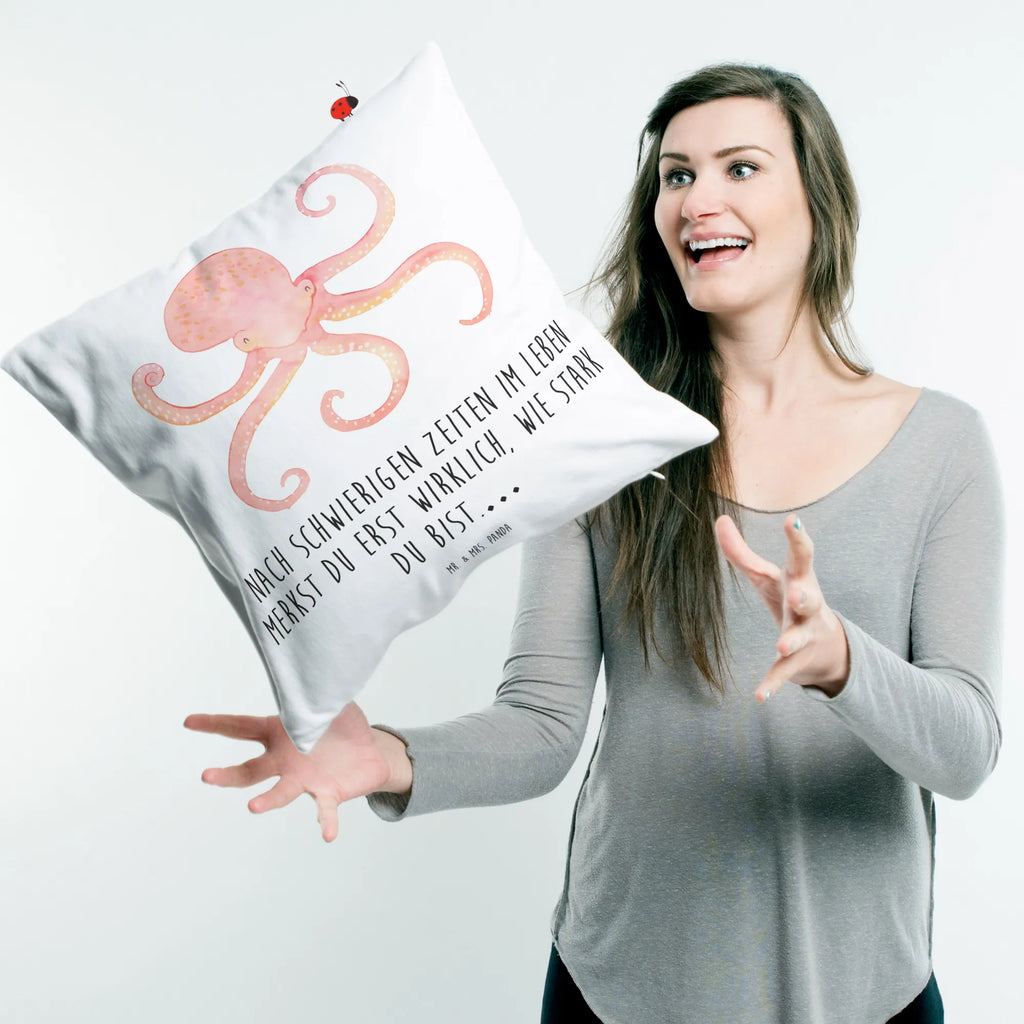 Cushion Squid 40 x 40, fluffy, couch, bed, sofa, bedroom, pad, Pillow, pillows, cushion, 40x40, soft, pillow case, settee, small animals, cute, funny, cute animal motives, hand drawn, small world, funny sayings, good mood, happy, gifts, gift ideas, special gifts, animal lover, card, squid, water, octopus, arms, sea animal, sea, ocean