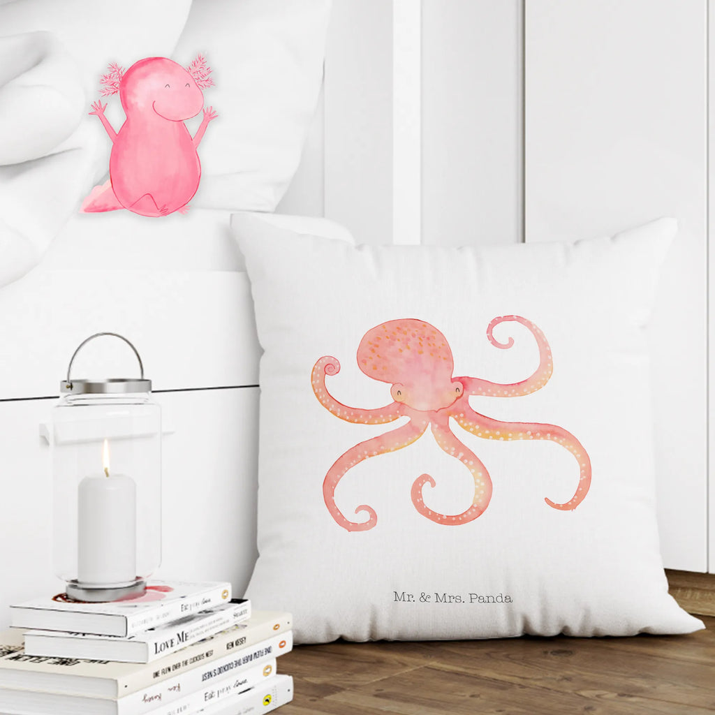 Cushion Squid 40 x 40, fluffy, couch, bed, sofa, bedroom, pad, Pillow, pillows, cushion, 40x40, soft, pillow case, settee, small animals, cute, funny, cute animal motives, hand drawn, small world, funny sayings, good mood, happy, gifts, gift ideas, special gifts, animal lover, card, squid, water, octopus, arms, sea animal, sea, ocean