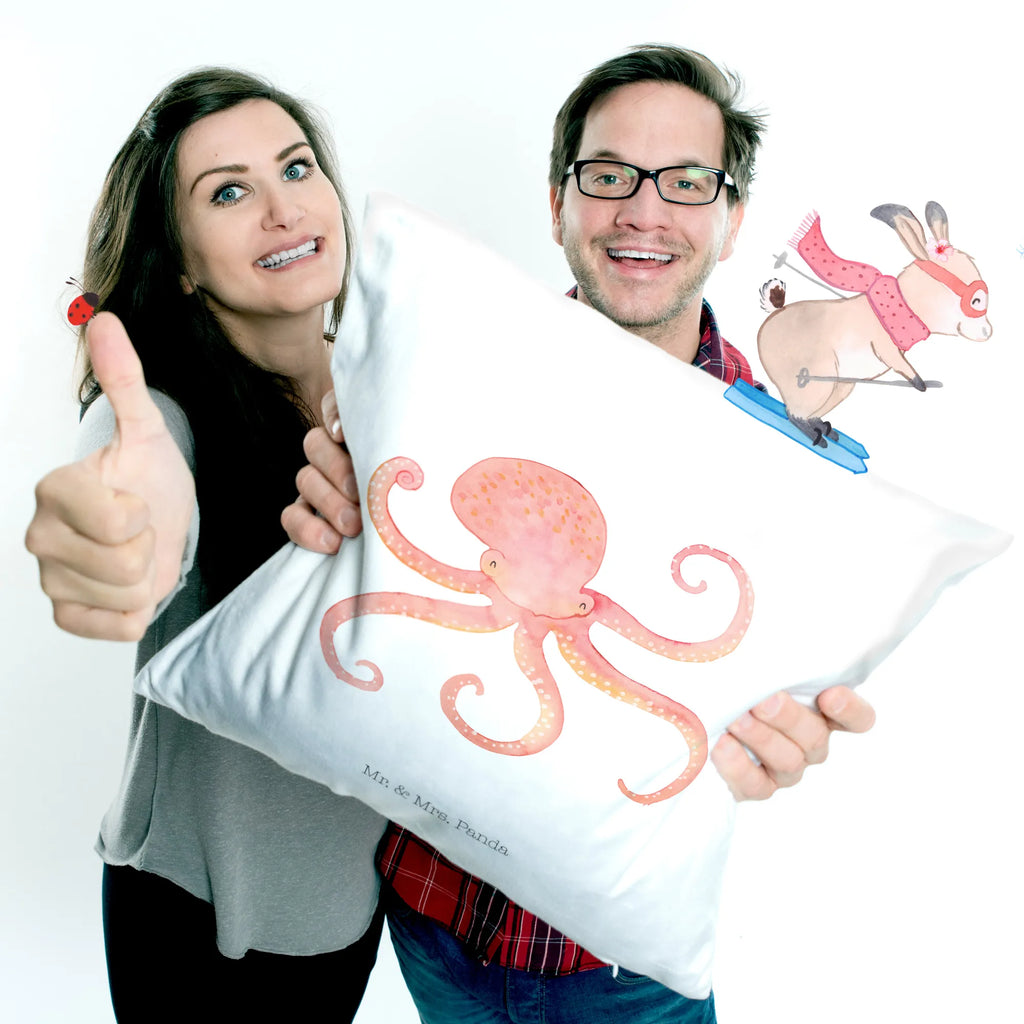 Cushion Squid 40 x 40, fluffy, couch, bed, sofa, bedroom, pad, Pillow, pillows, cushion, 40x40, soft, pillow case, settee, small animals, cute, funny, cute animal motives, hand drawn, small world, funny sayings, good mood, happy, gifts, gift ideas, special gifts, animal lover, card, squid, water, octopus, arms, sea animal, sea, ocean