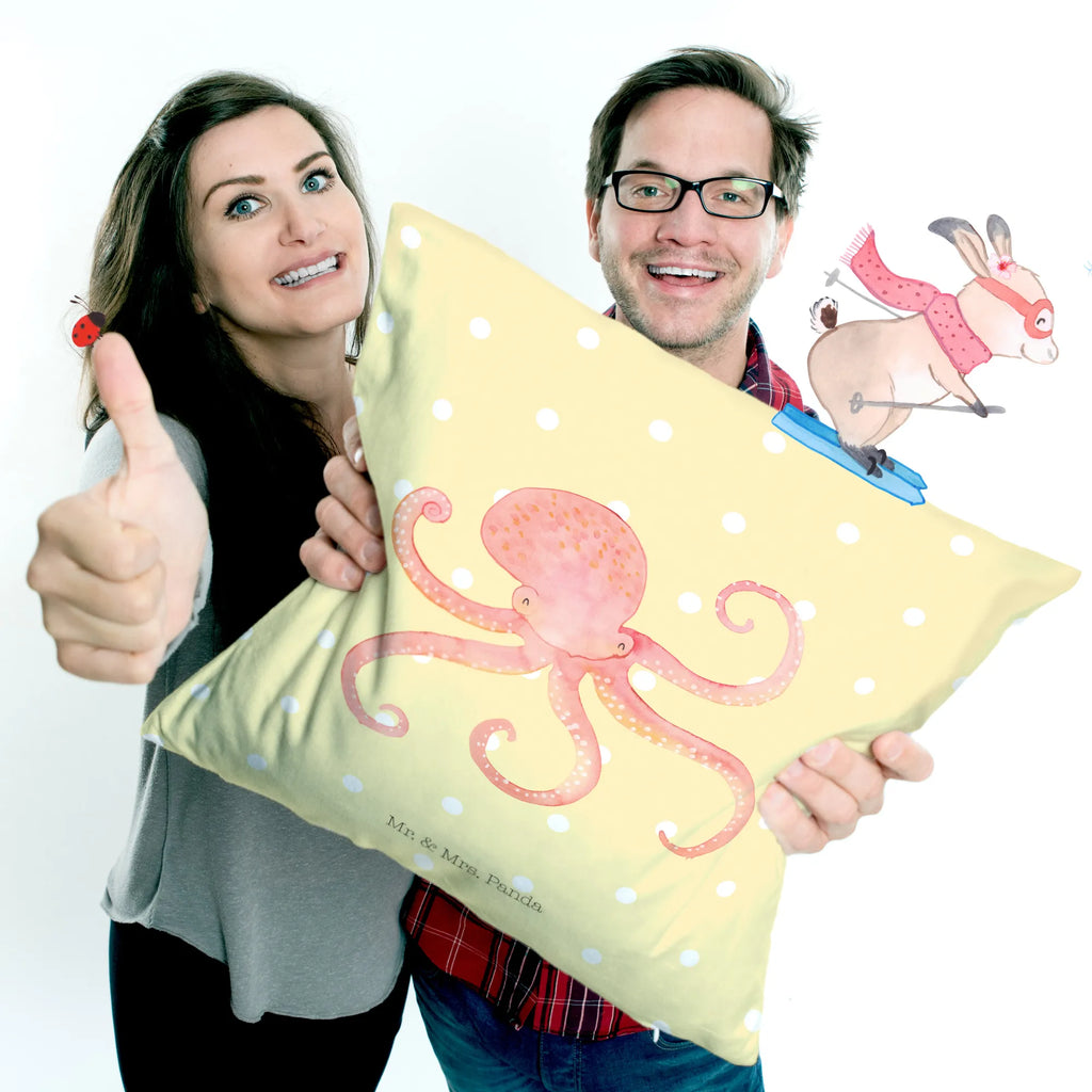 Cushion Squid 40 x 40, fluffy, couch, bed, sofa, bedroom, pad, Pillow, pillows, cushion, 40x40, soft, pillow case, settee, small animals, cute, funny, cute animal motives, hand drawn, small world, funny sayings, good mood, happy, gifts, gift ideas, special gifts, animal lover, card, squid, water, octopus, arms, sea animal, sea, ocean