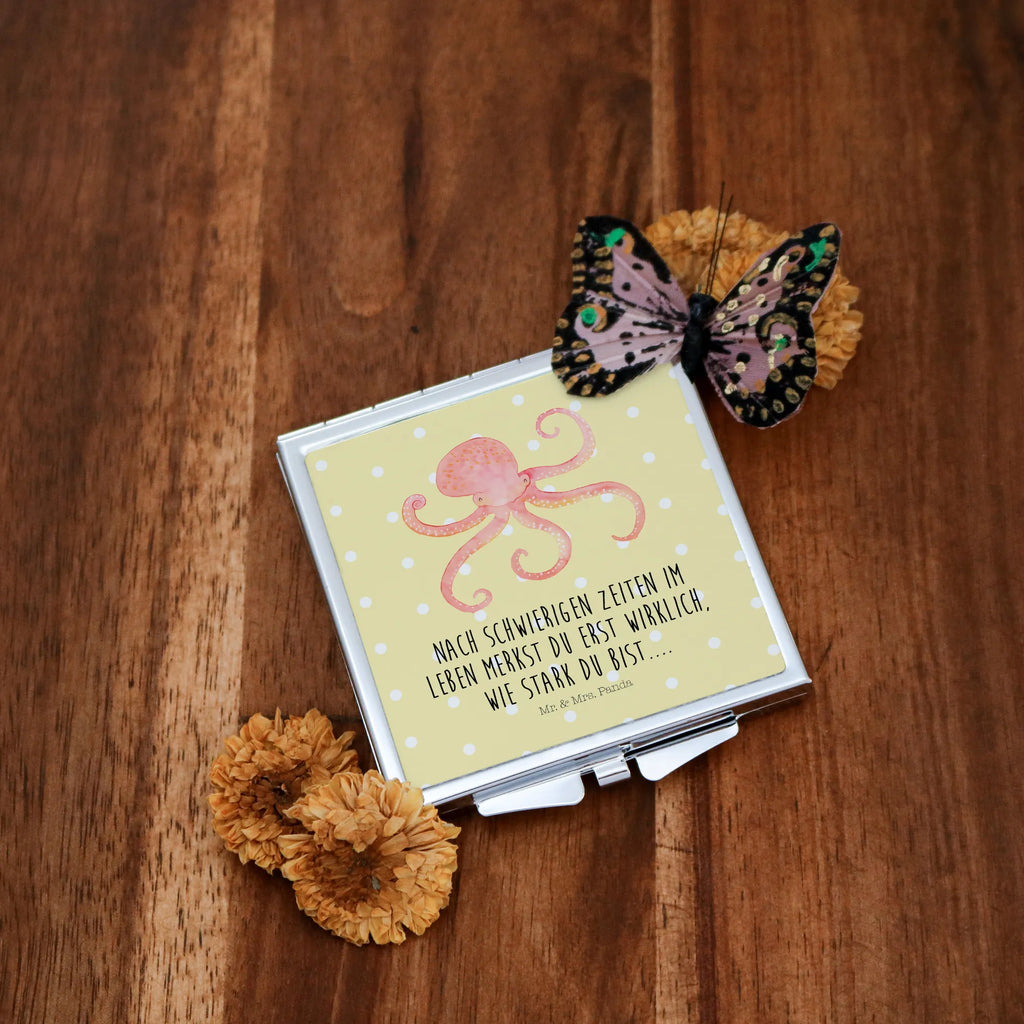 Kwadratowe lusterko do torebki Ośmiornica Motywy zwierzęce, dobra energia, zabawne powiedzonka, zwierzęta