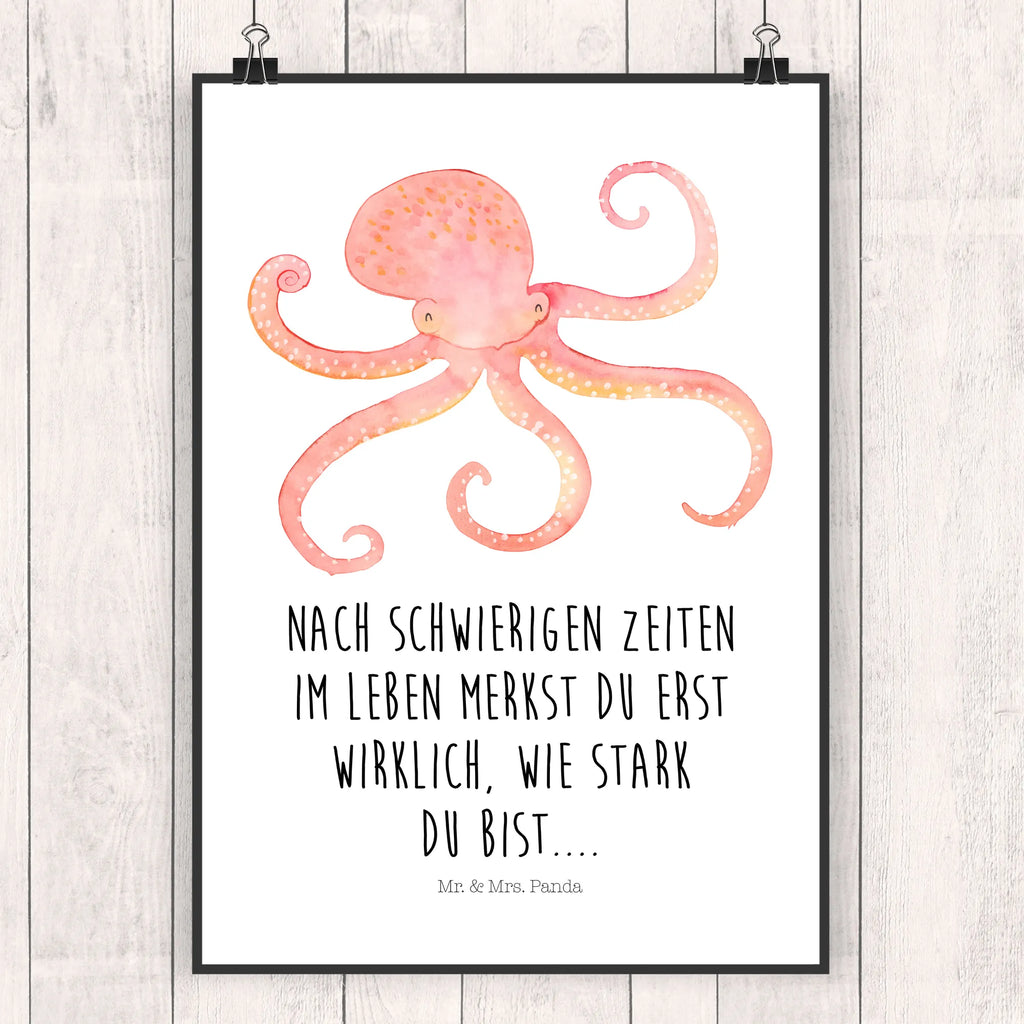 Poster Tintenfisch kunstdruck poster, wanddruck, wanddeko, Poster, Mr. & Mrs. Panda Poster, kunstposter, Kunstdruck, Designposter, Plakat, Bild, Deko Bild, drucke, Wandschmuck, wandkunst, Wanddeko Bild, kunst für die wand, Bild für Wand, Wanddekoration, Wandbild, grafikposter, Wandposter, Posterdruck, Gute Laune, Tiermotive, Tiere, Lustige Sprüche, Ozean, Krake, Arme, Meer, Meerestier, Wasser, Tintenfisch