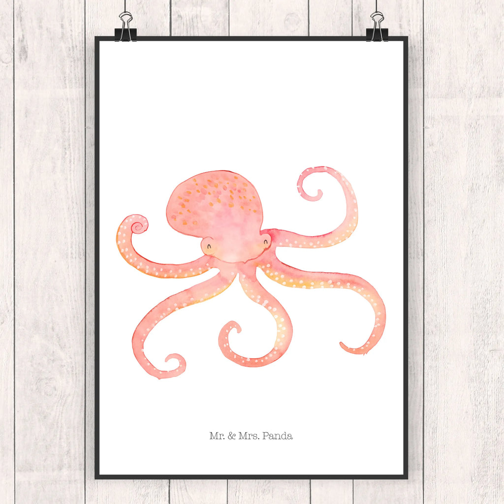 Poster Tintenfisch kunstdruck poster, wanddruck, wanddeko, Poster, Mr. & Mrs. Panda Poster, kunstposter, Kunstdruck, Designposter, Plakat, Bild, Deko Bild, drucke, Wandschmuck, wandkunst, Wanddeko Bild, kunst für die wand, Bild für Wand, Wanddekoration, Wandbild, grafikposter, Wandposter, Posterdruck, Gute Laune, Tiermotive, Tiere, Lustige Sprüche, Ozean, Krake, Arme, Meer, Meerestier, Wasser, Tintenfisch