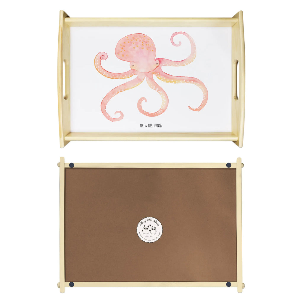 Serviertablett Tintenfisch Holztablett, Tablett, Serviertablett, Frühstückstablett, Dekotablett, Küchentablett, Tiermotive, Gute Laune, lustige Sprüche, Tiere, Ozean, Meerestier, Krake, Meer, Arme, Wasser, Tintenfisch