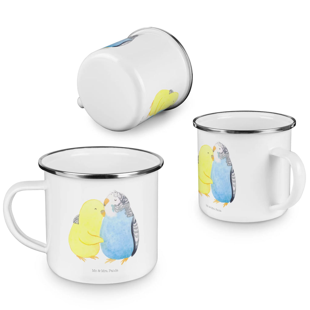 Enamel camping mug Parakeets in love backpacking mug, camp coffee mug, stainless steel drinking cup, metal cup, lightweight camping mug, campfire mug, metal camping mug, steel mug for camping, bushcraft mug, enamel drinking mug, camping mug, enamel mug, tin coffee cup, travel mug, hiking mug, outdoor cup, camping metal cup, enamel camping cup, adventure mug, camper mug, Love, Loving, Two, Together, Marriage, Engagement, Proposal of marriage, Love gift, gift for her, gift for him, anniversary gift, budgie, love, trust, birds, closeness, cuddling