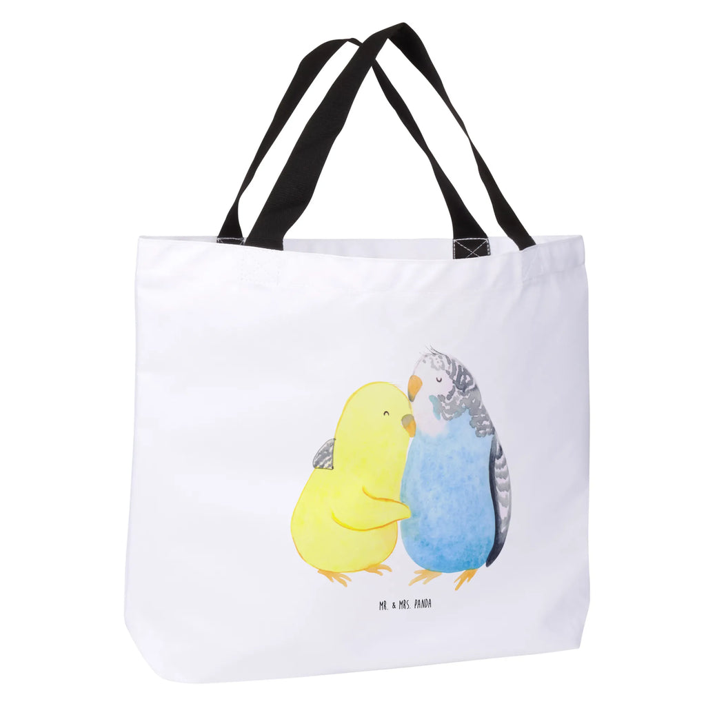 Shopper Parakeets in love carrier bag, woman, XXL, beach bag, handle bag, bag, large, shopping bag, shopper, Love, Loving, Two, Together, Marriage, Engagement, Proposal of marriage, Love gift, gift for her, gift for him, anniversary gift, cuddling, love, trust, birds, budgie, closeness