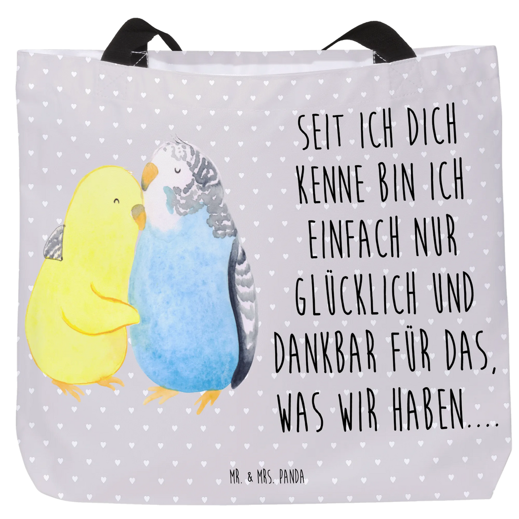Shopper Parakeets in love carrier bag, woman, XXL, beach bag, handle bag, bag, large, shopping bag, shopper, Love, Loving, Two, Together, Marriage, Engagement, Proposal of marriage, Love gift, gift for her, gift for him, anniversary gift, cuddling, love, trust, birds, budgie, closeness