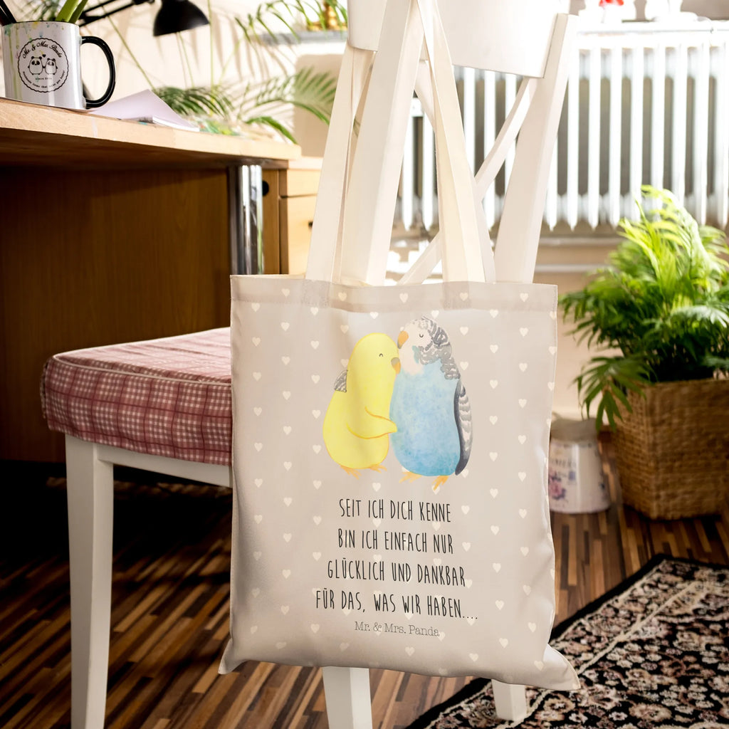 Shopping bag Parakeets in love cloth bag, bag, Carrier bag, shopper, cotton bag, shoulder bag, pouch, Love, Loving, Two, Together, Marriage, Engagement, Proposal of marriage, Love gift, gift for her, gift for him, anniversary gift, birds, love, trust, closeness, cuddling, budgie