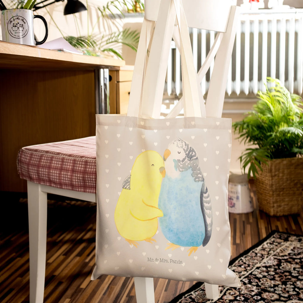Shopping bag Parakeets in love cloth bag, bag, Carrier bag, shopper, cotton bag, shoulder bag, pouch, Love, Loving, Two, Together, Marriage, Engagement, Proposal of marriage, Love gift, gift for her, gift for him, anniversary gift, birds, love, trust, closeness, cuddling, budgie