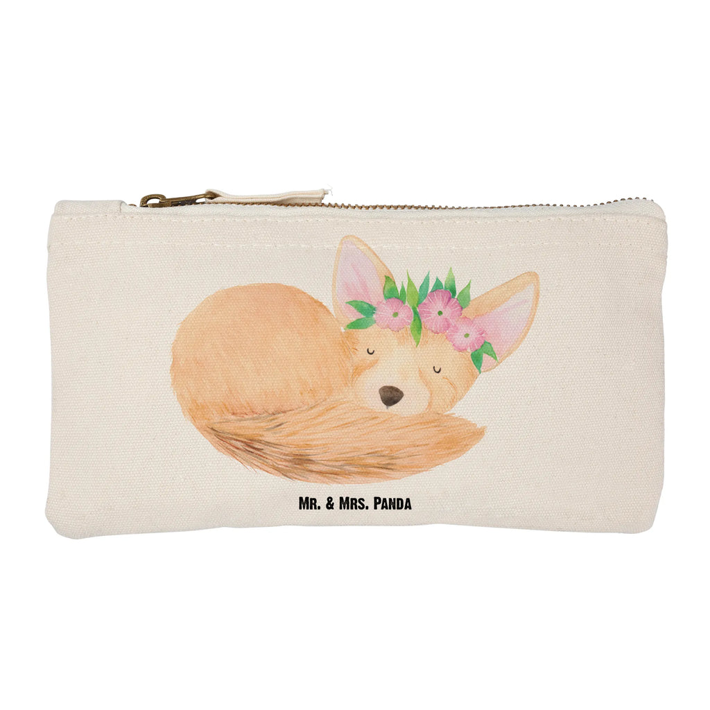 torebka na makijaż lis pustynny kwiaty Waschbeutel, Schminkbeutel, beauty case, utensilientasche, Schminktasche, Waschtasche, Kosmetiktasche, pencil case, Mäppchen, Stiftemäppchen, aufbewahrungstasche, beauty tasche, Kulturtasche, Etui, Federmappe, aufbewahrungsbeutel, Schlampermäppchen, Schminktäschchen, Kosmetikbeutel, Kulturbeutel, kosmetiktäschchen, pinsel tasche, toiletry bag, Afrika, Wildtiere, Glücklich, Wüstenfuchs, Blumen, Blumenkranz, Wüste