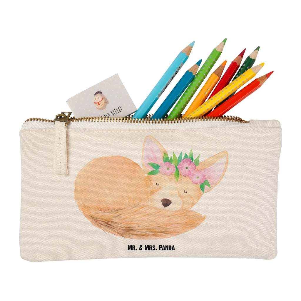 torebka na makijaż lis pustynny kwiaty Waschbeutel, Schminkbeutel, beauty case, utensilientasche, Schminktasche, Waschtasche, Kosmetiktasche, pencil case, Mäppchen, Stiftemäppchen, aufbewahrungstasche, beauty tasche, Kulturtasche, Etui, Federmappe, aufbewahrungsbeutel, Schlampermäppchen, Schminktäschchen, Kosmetikbeutel, Kulturbeutel, kosmetiktäschchen, pinsel tasche, toiletry bag, Afrika, Wildtiere, Glücklich, Wüstenfuchs, Blumen, Blumenkranz, Wüste