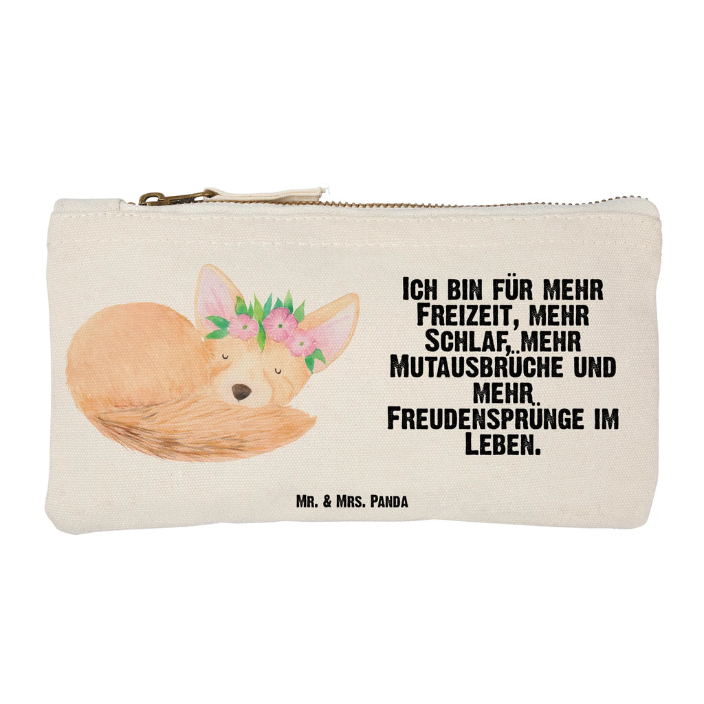 torebka na makijaż lis pustynny kwiaty Waschbeutel, Schminkbeutel, beauty case, utensilientasche, Schminktasche, Waschtasche, Kosmetiktasche, pencil case, Mäppchen, Stiftemäppchen, aufbewahrungstasche, beauty tasche, Kulturtasche, Etui, Federmappe, aufbewahrungsbeutel, Schlampermäppchen, Schminktäschchen, Kosmetikbeutel, Kulturbeutel, kosmetiktäschchen, pinsel tasche, toiletry bag, Afrika, Wildtiere, Glücklich, Wüstenfuchs, Blumen, Blumenkranz, Wüste