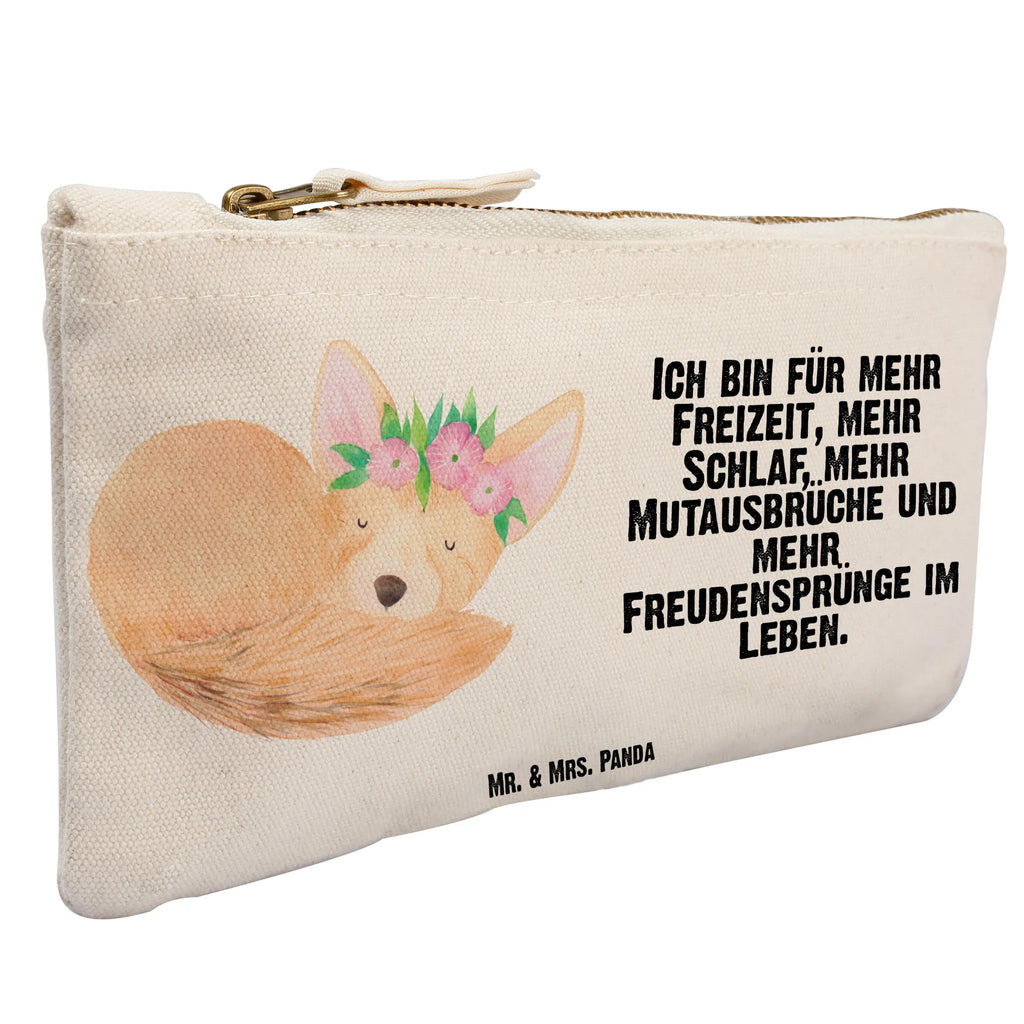 torebka na makijaż lis pustynny kwiaty Waschbeutel, Schminkbeutel, beauty case, utensilientasche, Schminktasche, Waschtasche, Kosmetiktasche, pencil case, Mäppchen, Stiftemäppchen, aufbewahrungstasche, beauty tasche, Kulturtasche, Etui, Federmappe, aufbewahrungsbeutel, Schlampermäppchen, Schminktäschchen, Kosmetikbeutel, Kulturbeutel, kosmetiktäschchen, pinsel tasche, toiletry bag, Afrika, Wildtiere, Glücklich, Wüstenfuchs, Blumen, Blumenkranz, Wüste