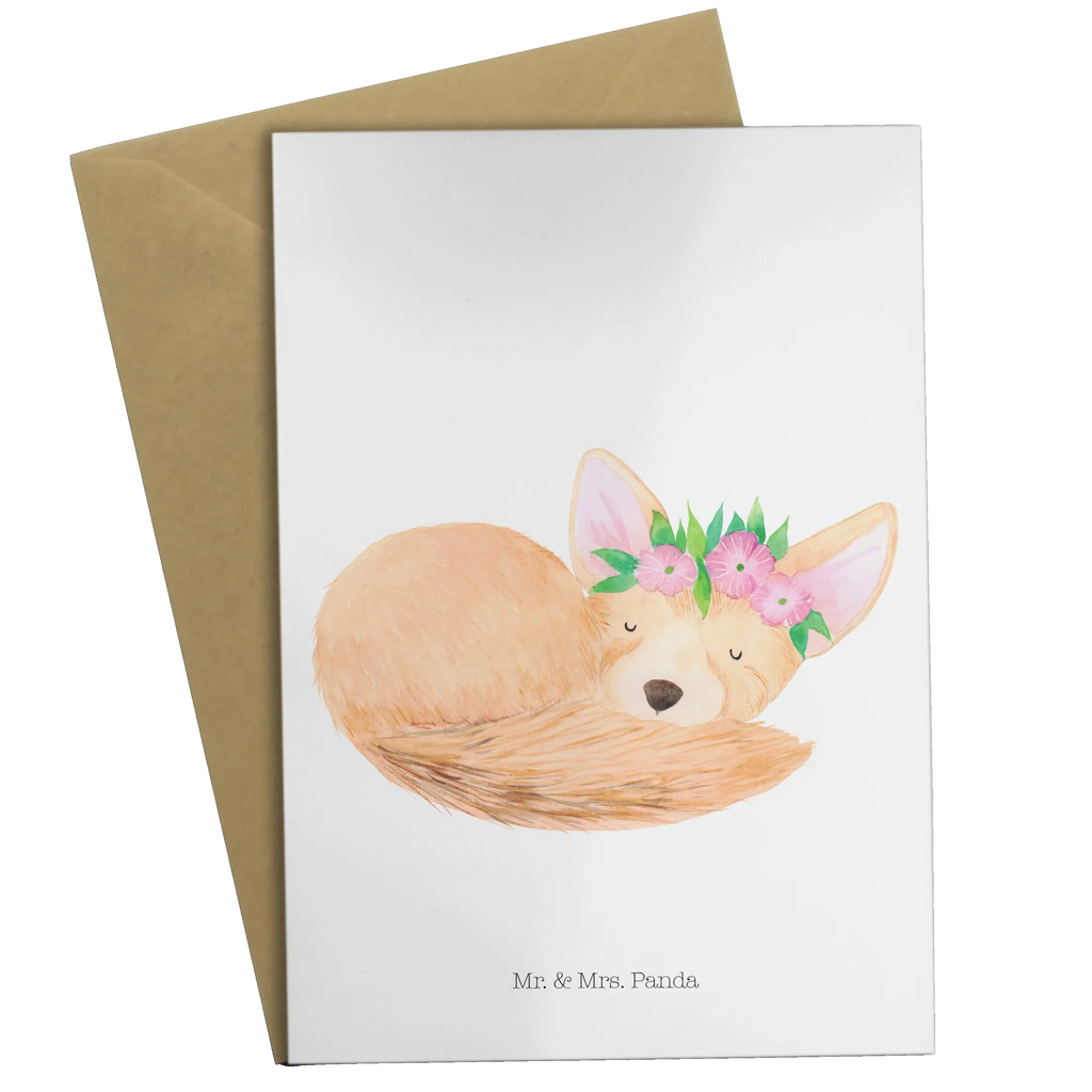 Greetings card desert fox Flower folding card, wedding card, invitation card, birthday card, greeting card, Africa, desert fox, happy, flowers, desert, wreath of flowers