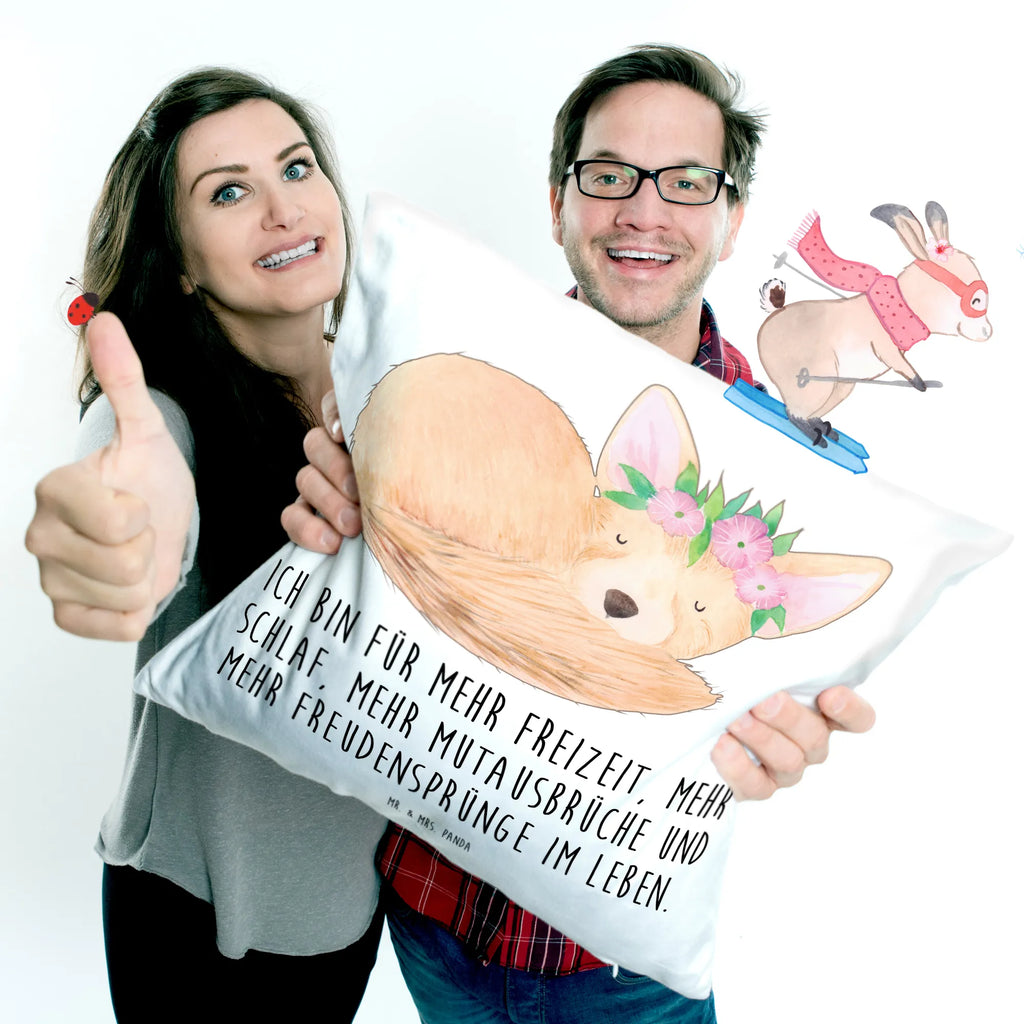 Cushion desert fox Flower pillow case, soft, 40 x 40, fluffy, settee, Pillow, sofa, cushion, couch, 40x40, bed, pad, pillows, bedroom, Africa, desert fox, desert, wreath of flowers, flowers, happy