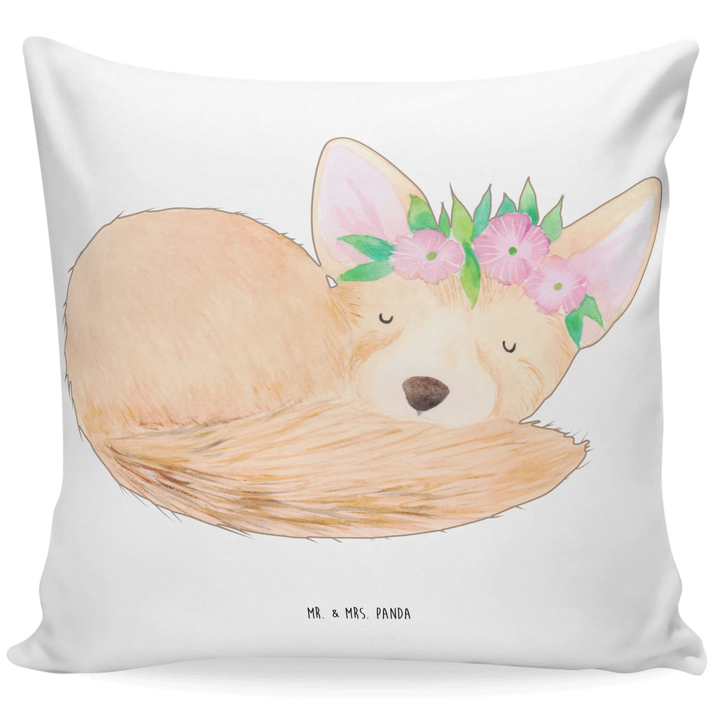 Cushion desert fox Flower pillow case, soft, 40 x 40, fluffy, settee, Pillow, sofa, cushion, couch, 40x40, bed, pad, pillows, bedroom, Africa, desert fox, desert, wreath of flowers, flowers, happy