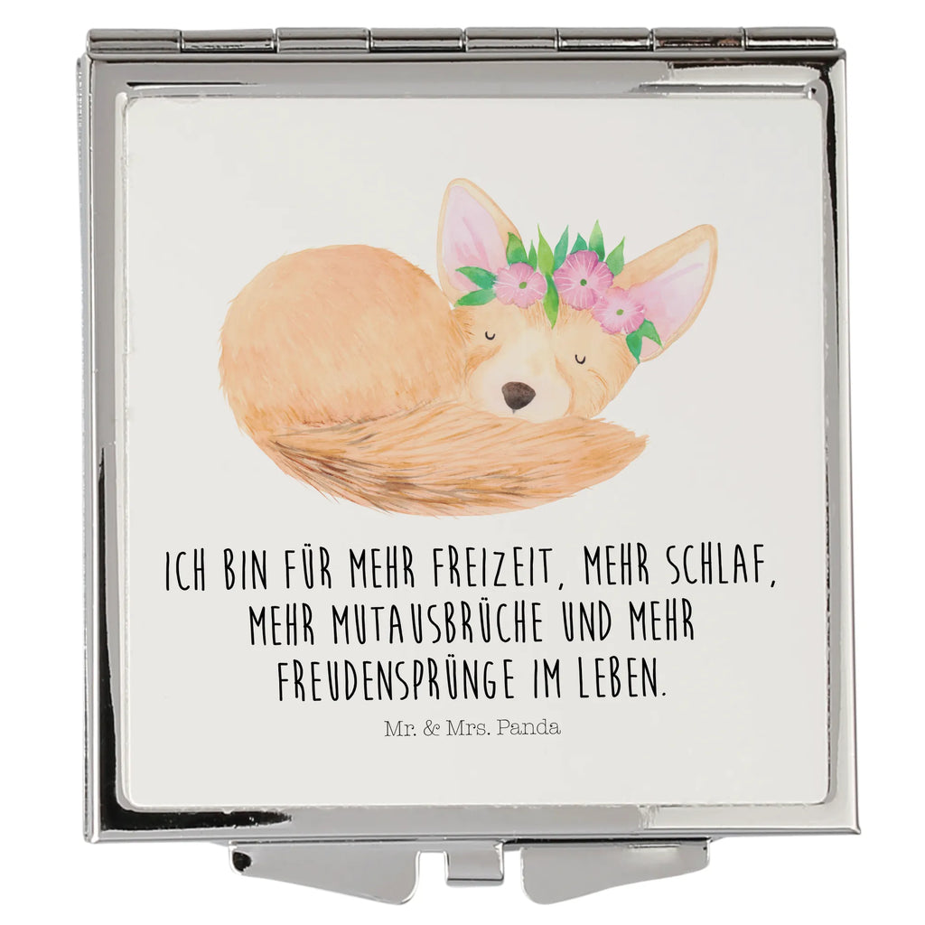 Handbag mirror desert fox Flower make up, handbag, make-up mirror, mirror, silver, square, Africa, desert, wreath of flowers, happy, flowers, desert fox