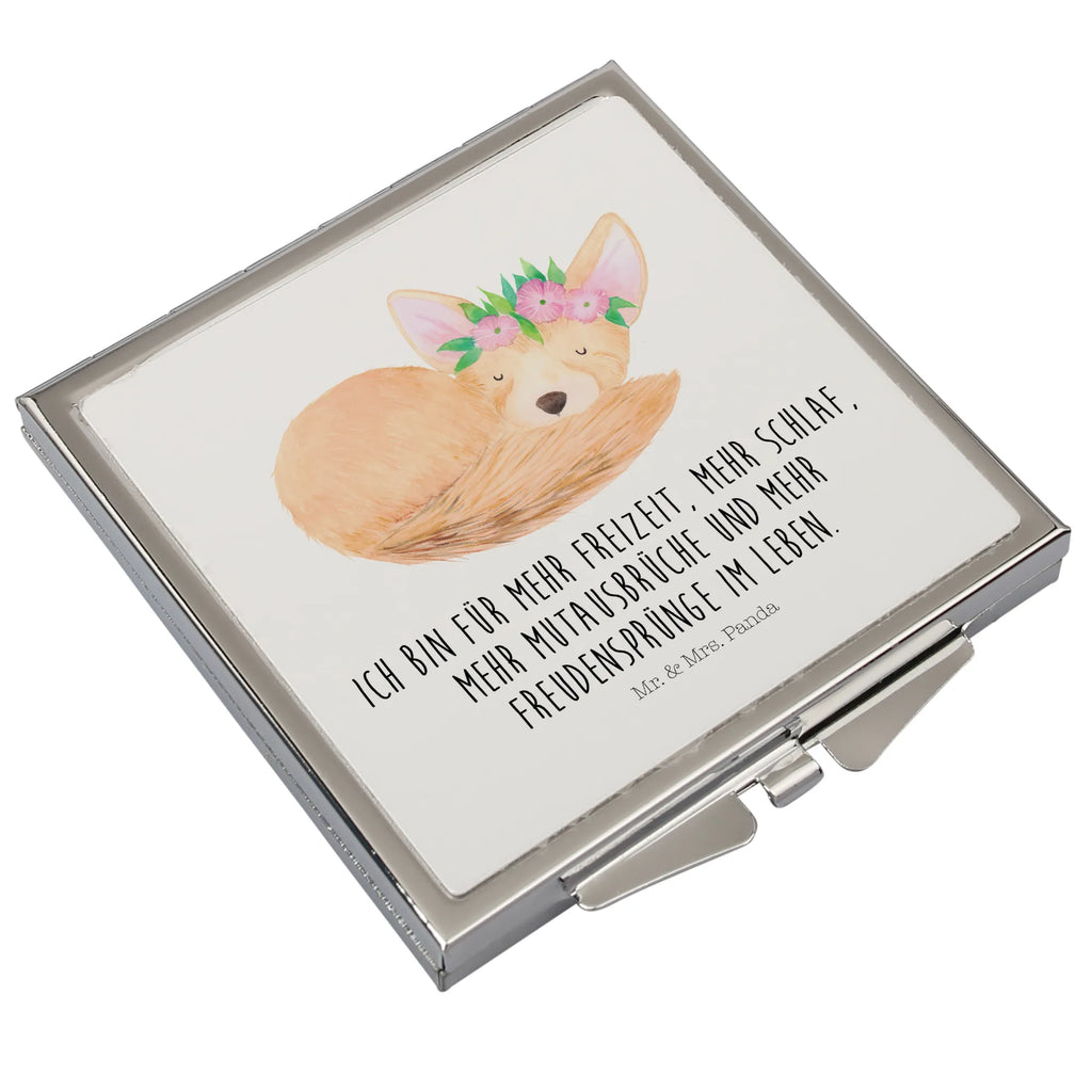 Handbag mirror desert fox Flower make up, handbag, make-up mirror, mirror, silver, square, Africa, desert, wreath of flowers, happy, flowers, desert fox