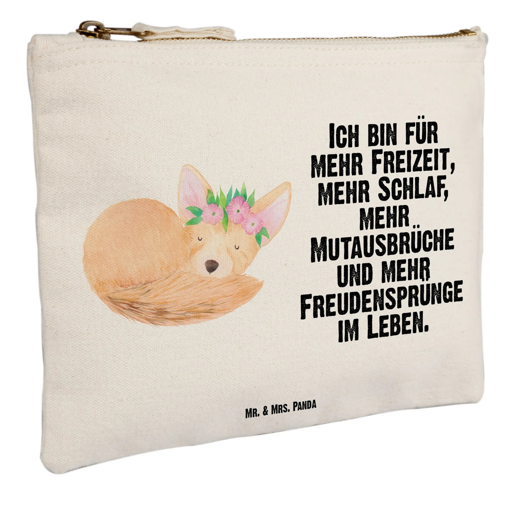 torebka na makijaż lis pustynny kwiaty Waschbeutel, Schminkbeutel, beauty case, utensilientasche, Schminktasche, Waschtasche, Kosmetiktasche, pencil case, Mäppchen, Stiftemäppchen, aufbewahrungstasche, beauty tasche, Kulturtasche, Etui, Federmappe, aufbewahrungsbeutel, Schlampermäppchen, Schminktäschchen, Kosmetikbeutel, Kulturbeutel, kosmetiktäschchen, pinsel tasche, toiletry bag, Afrika, Wildtiere, Glücklich, Wüstenfuchs, Blumen, Blumenkranz, Wüste