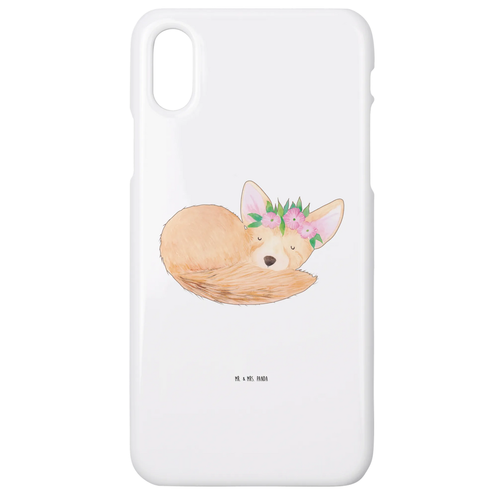 Handyhülle Wüstenfuchs Blumen Handy, Hülle, Cover, Iphone 10, Handycover, Iphone X, Handy Case, Handyhülle, Wildtiere, Afrika, Wüstenfuchs, Blumen, Blumenkranz, Glücklich, Wüste