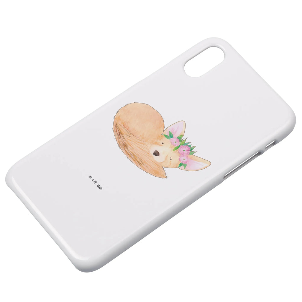 Handyhülle Wüstenfuchs Blumen Handy, Hülle, Cover, Iphone 10, Handycover, Iphone X, Handy Case, Handyhülle, Wildtiere, Afrika, Wüstenfuchs, Blumen, Blumenkranz, Glücklich, Wüste
