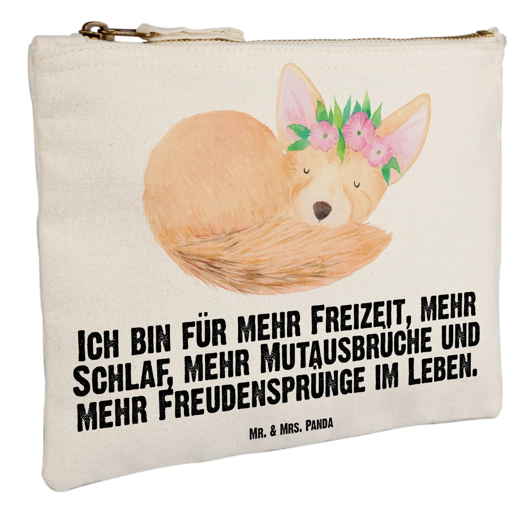 torebka na makijaż lis pustynny kwiaty Waschbeutel, Schminkbeutel, beauty case, utensilientasche, Schminktasche, Waschtasche, Kosmetiktasche, pencil case, Mäppchen, Stiftemäppchen, aufbewahrungstasche, beauty tasche, Kulturtasche, Etui, Federmappe, aufbewahrungsbeutel, Schlampermäppchen, Schminktäschchen, Kosmetikbeutel, Kulturbeutel, kosmetiktäschchen, pinsel tasche, toiletry bag, Afrika, Wildtiere, Glücklich, Wüstenfuchs, Blumen, Blumenkranz, Wüste