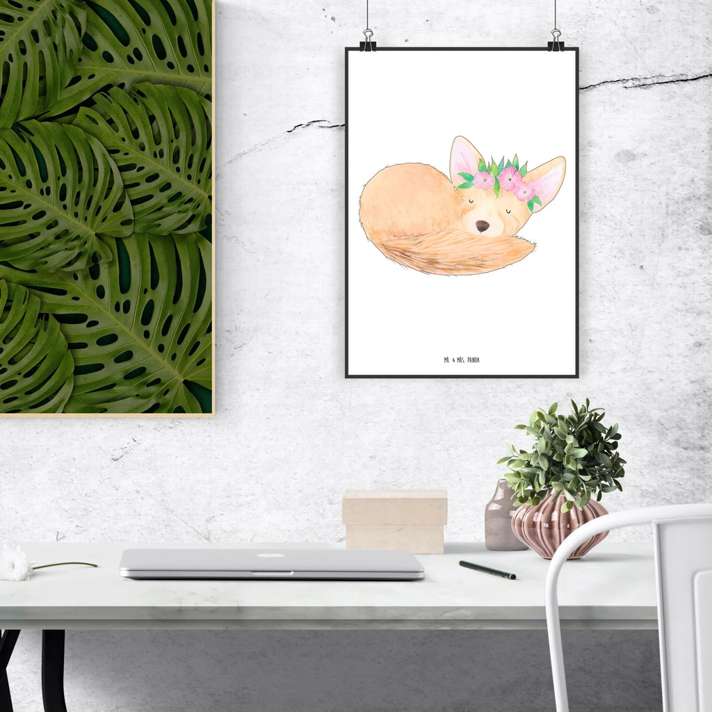 Plakat lis pustynny kwiaty Wanddekoration, Deko Bild, drucke, Posterdruck, Plakat, grafikposter, kunstdruck poster, wandkunst, Poster, Mr. & Mrs. Panda Poster, Kunstdruck, Bild, Wandposter, Wanddeko Bild, Designposter, Wandbild, kunst für die wand, kunstposter, Bild für Wand, Wandschmuck, wanddeko, wanddruck, Afrika, Wildtiere, Glücklich, Blumenkranz, Blumen, Wüstenfuchs, Wüste
